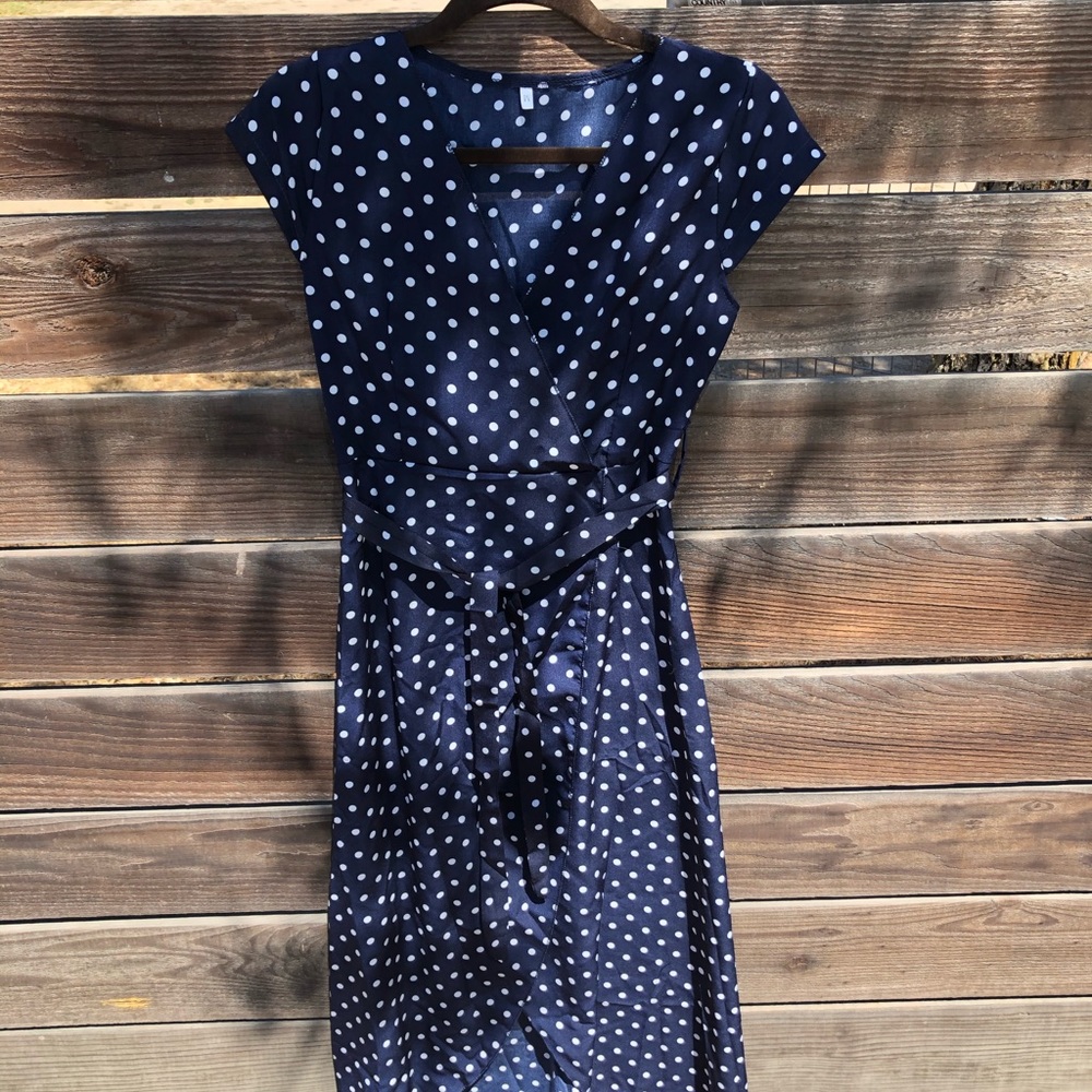 ***SOLD***Blue and white polka dot dress
